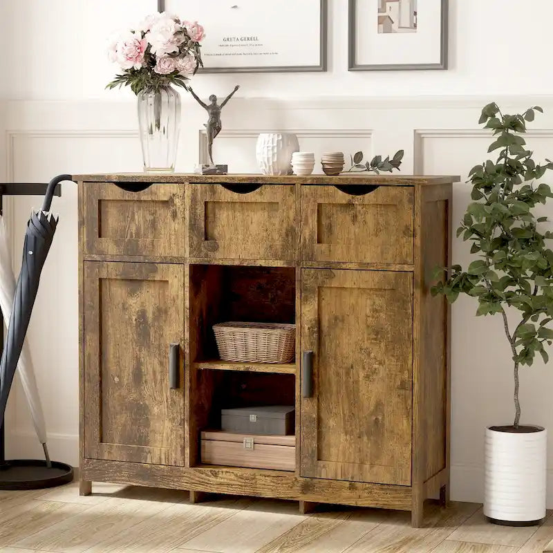 Storage Cabinets,Wooden Floor Cabinet,with Drawers and Shelves Storage Cabinets,Accent Cabinet for Living Room,Bedroom,Bathroom