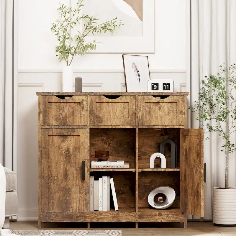 Storage Cabinets,Wooden Floor Cabinet,with Drawers and Shelves Storage Cabinets,Accent Cabinet for Living Room,Bedroom,Bathroom