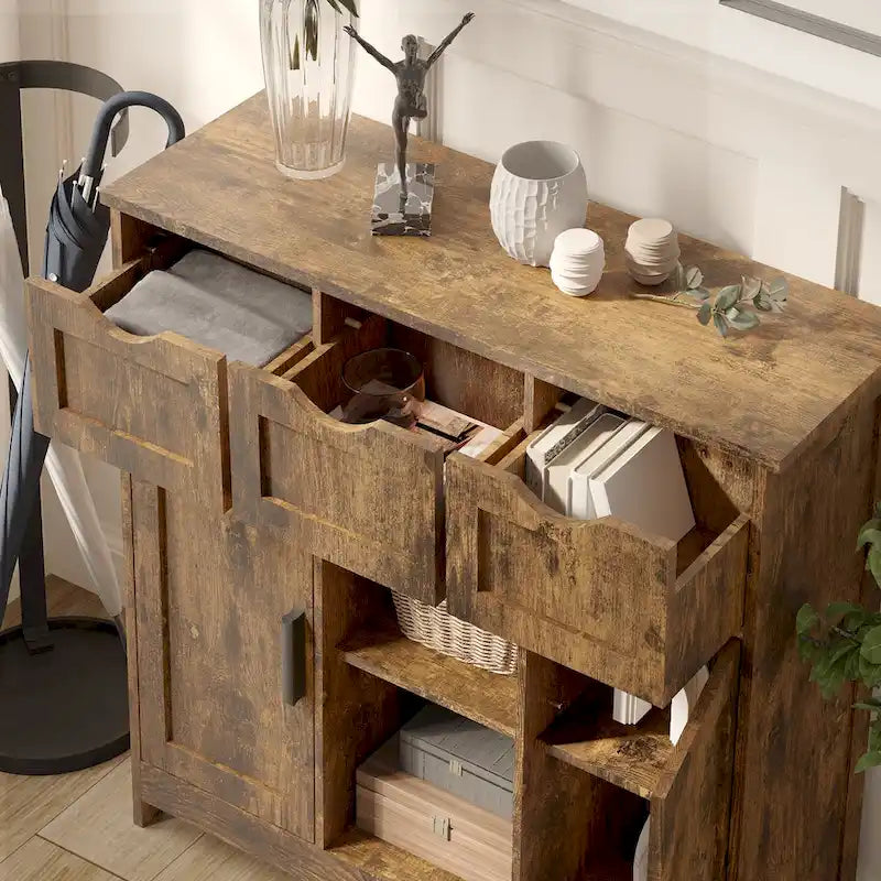Storage Cabinets,Wooden Floor Cabinet,with Drawers and Shelves Storage Cabinets,Accent Cabinet for Living Room,Bedroom,Bathroom