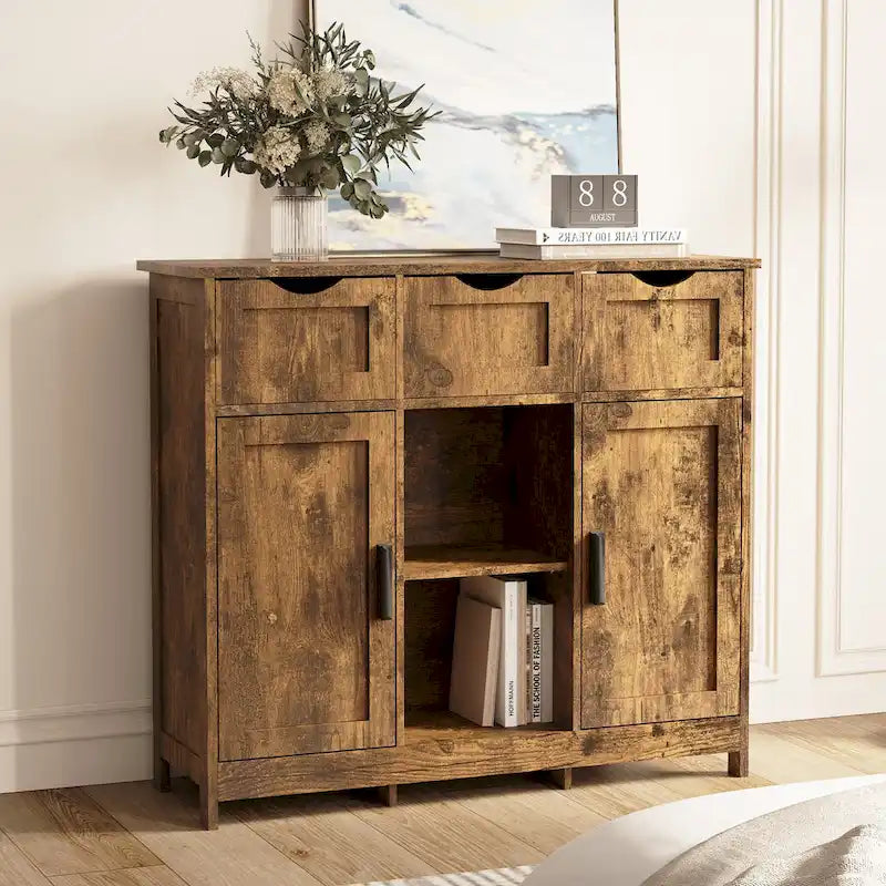 Storage Cabinets,Wooden Floor Cabinet,with Drawers and Shelves Storage Cabinets,Accent Cabinet for Living Room,Bedroom,Bathroom