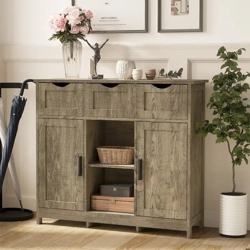 Meubles de rangement, meuble bas en bois, avec tiroirs et étagères, meuble d'appoint pour salon, chambre, salle de bain