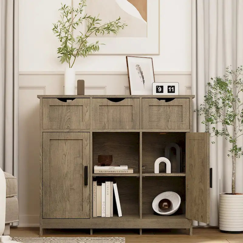 Meubles de rangement, meuble bas en bois, avec tiroirs et étagères, meuble d'appoint pour salon, chambre, salle de bain