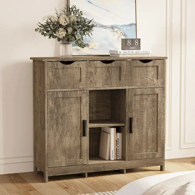 Meubles de rangement, meuble bas en bois, avec tiroirs et étagères, meuble d'appoint pour salon, chambre, salle de bain