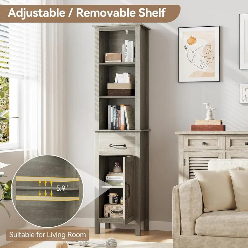63 H Tall Bathroom Cabinet Storage, Narrow Storage Cabinet