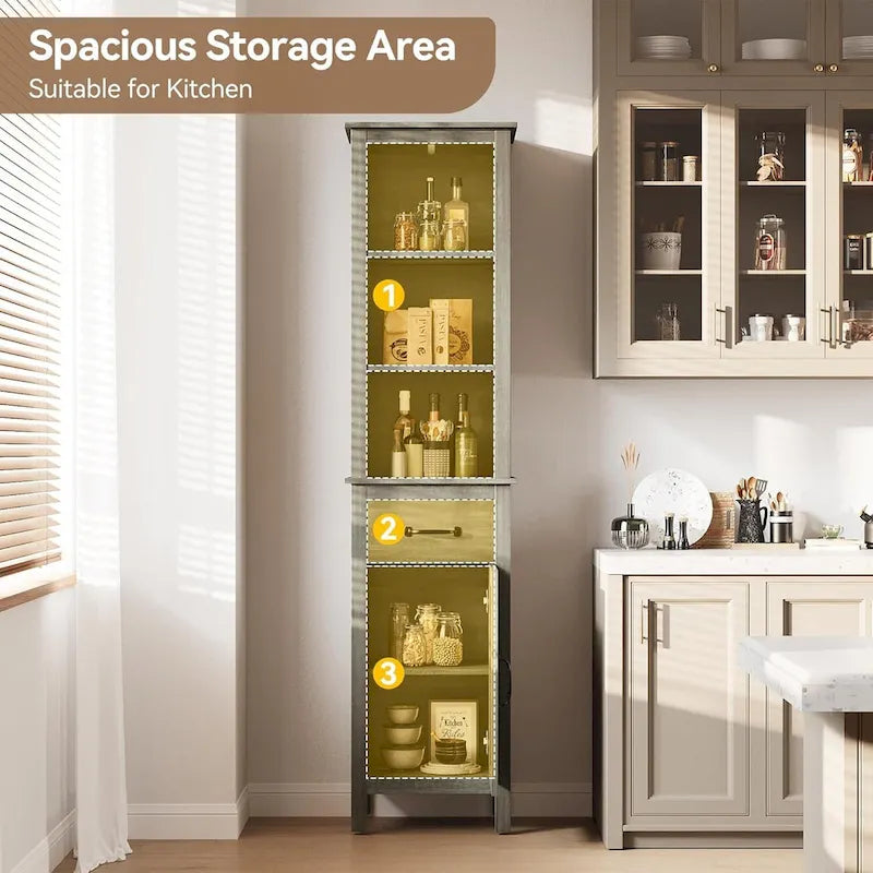 63 H Tall Bathroom Cabinet Storage, Narrow Storage Cabinet