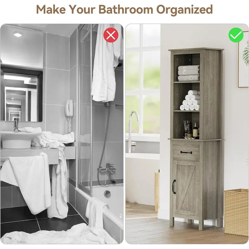 63 H Tall Bathroom Cabinet Storage, Narrow Storage Cabinet