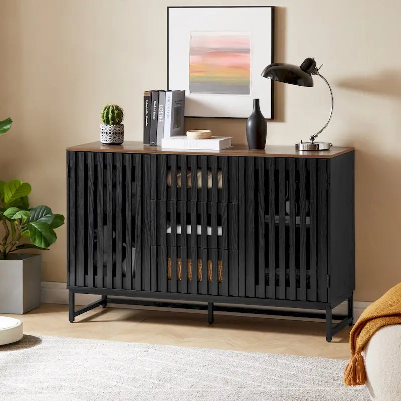 Modern Storage Cabinet with 3 Drawer and 4 Shelves for Living Room, Bedroom
