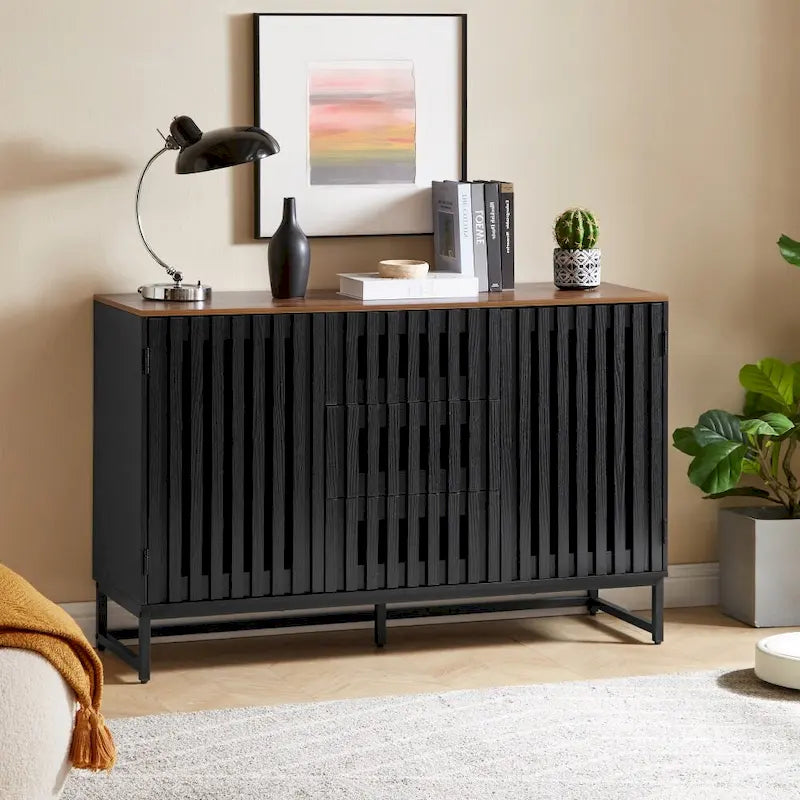 Modern Storage Cabinet with 3 Drawer and 4 Shelves for Living Room, Bedroom