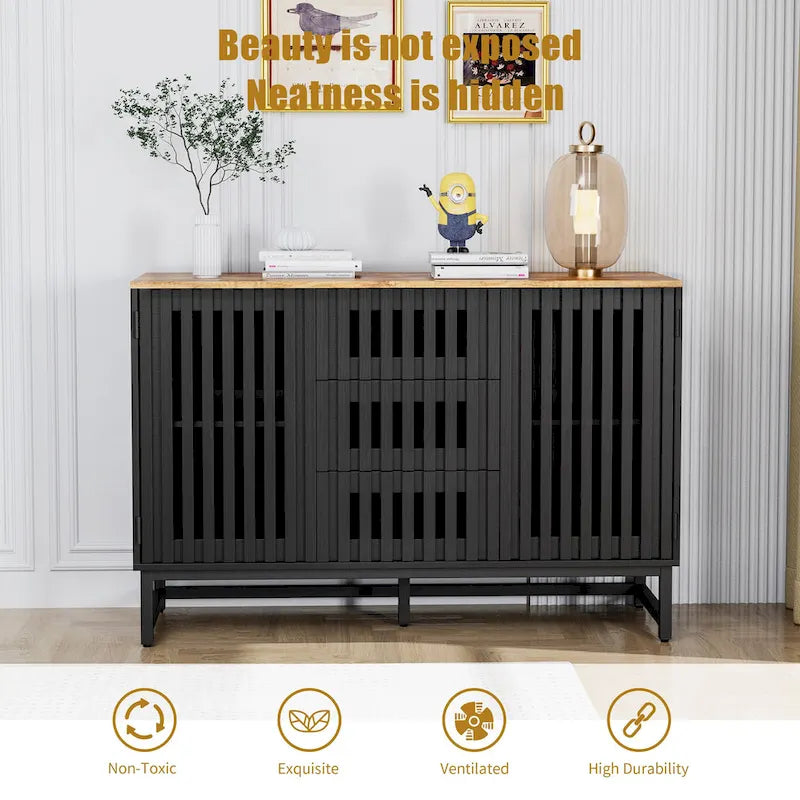 Modern Storage Cabinet with 3 Drawer and 4 Shelves for Living Room, Bedroom