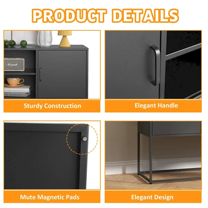 Modern Buffet Cabinet with Two Doors and Storage Shelves for Living Room, Bedroom, Dinning Room