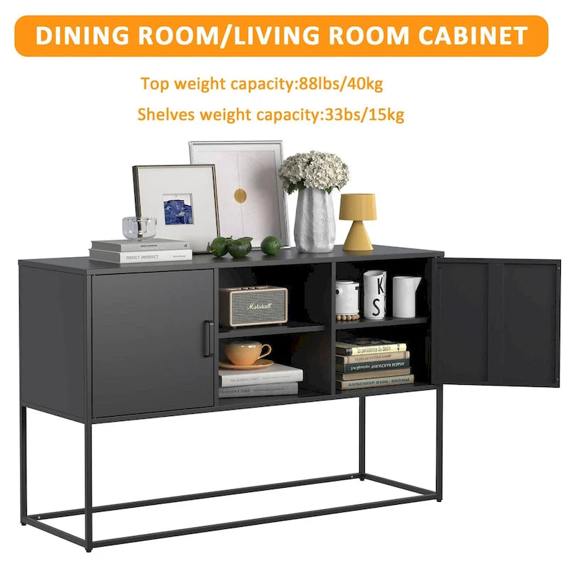 Modern Buffet Cabinet with Two Doors and Storage Shelves for Living Room, Bedroom, Dinning Room