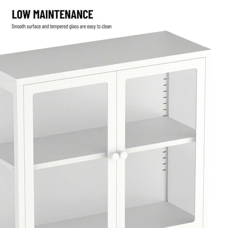 Four Glass Door Storage Cabinet with Adjustable Shelves