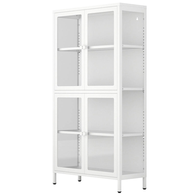 Four Glass Door Storage Cabinet with Adjustable Shelves