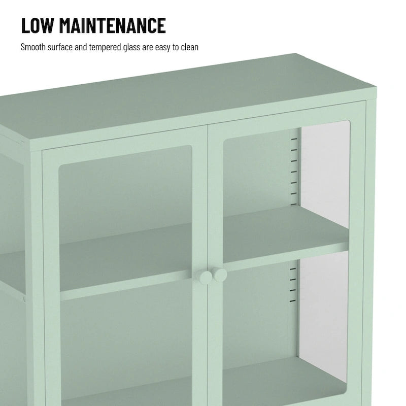 Four Glass Door Storage Cabinet with Adjustable Shelves