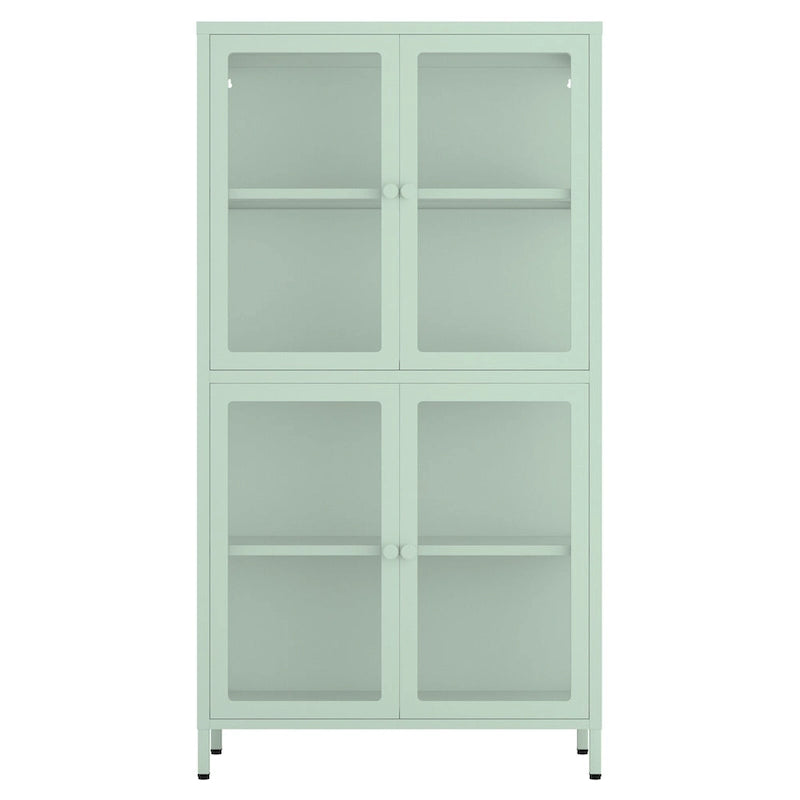 Four Glass Door Storage Cabinet with Adjustable Shelves
