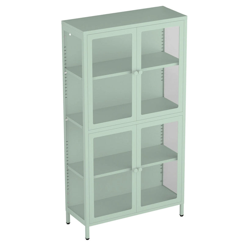 Four Glass Door Storage Cabinet with Adjustable Shelves