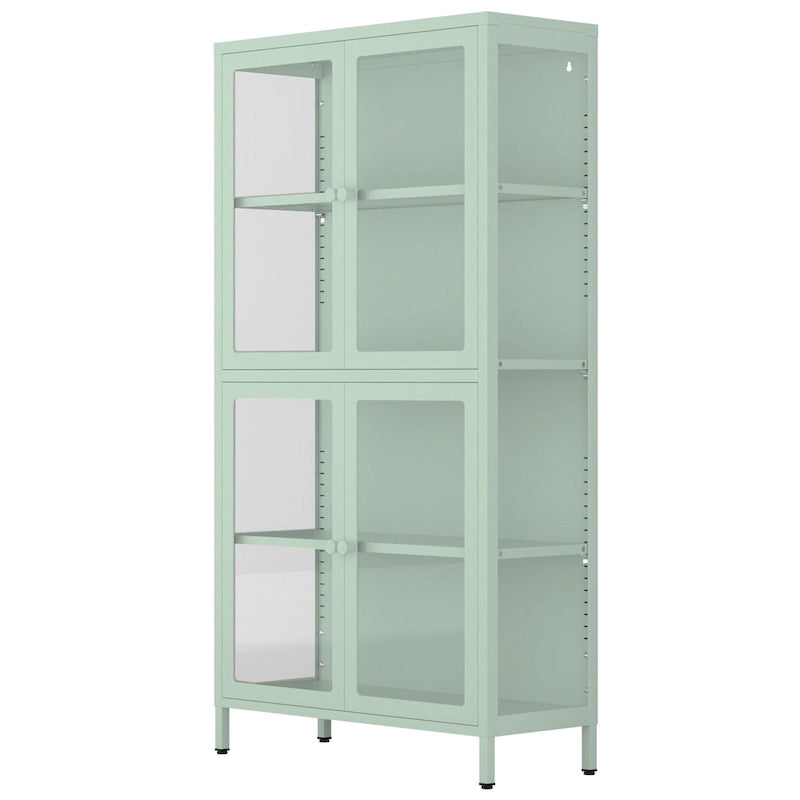 Four Glass Door Storage Cabinet with Adjustable Shelves