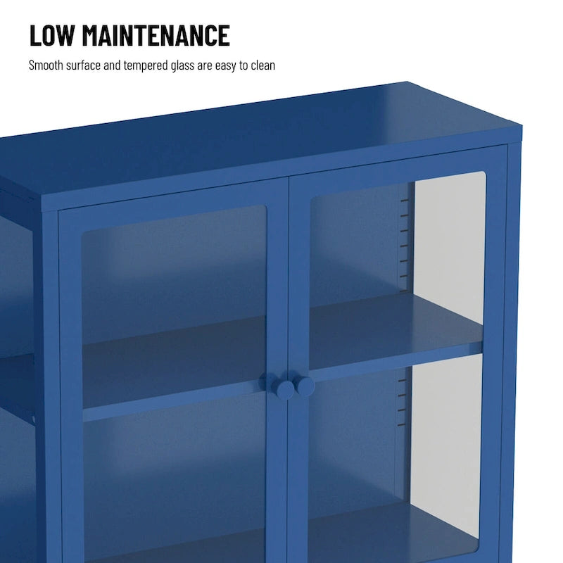 Four Glass Door Storage Cabinet with Adjustable Shelves