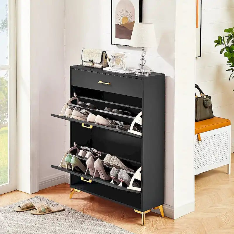 Meuble à chaussures moderne en bois avec tiroirs à abattant