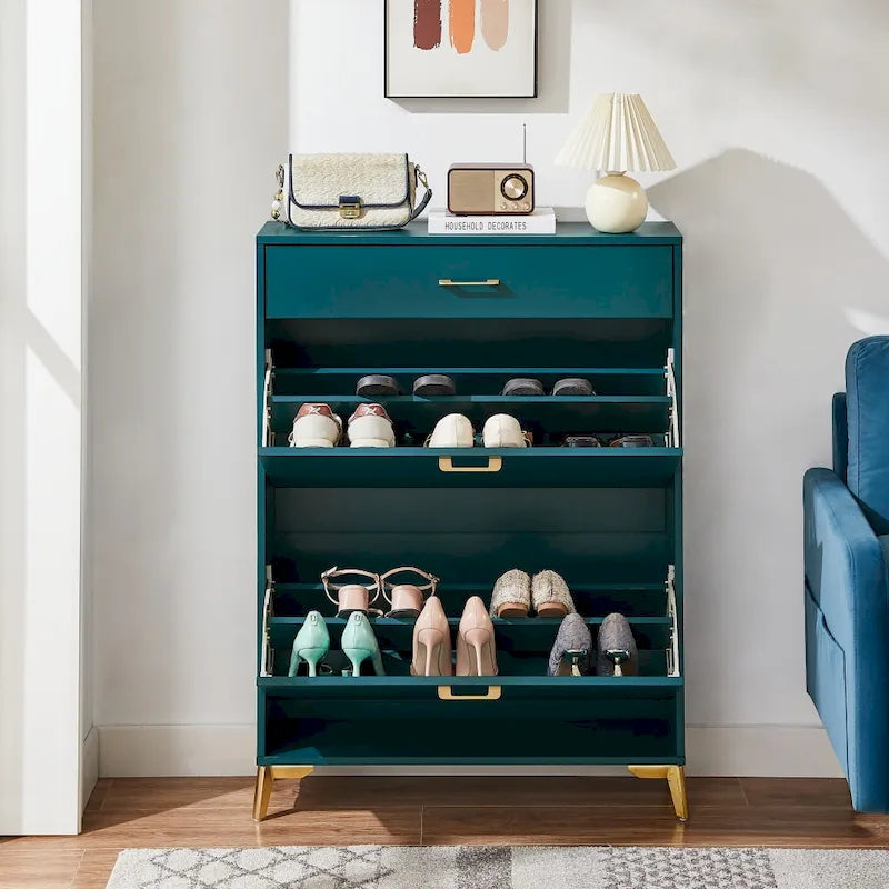 Meuble à chaussures moderne en bois avec tiroirs à abattant