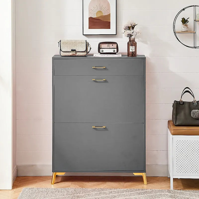 Meuble à chaussures moderne en bois avec tiroirs à abattant