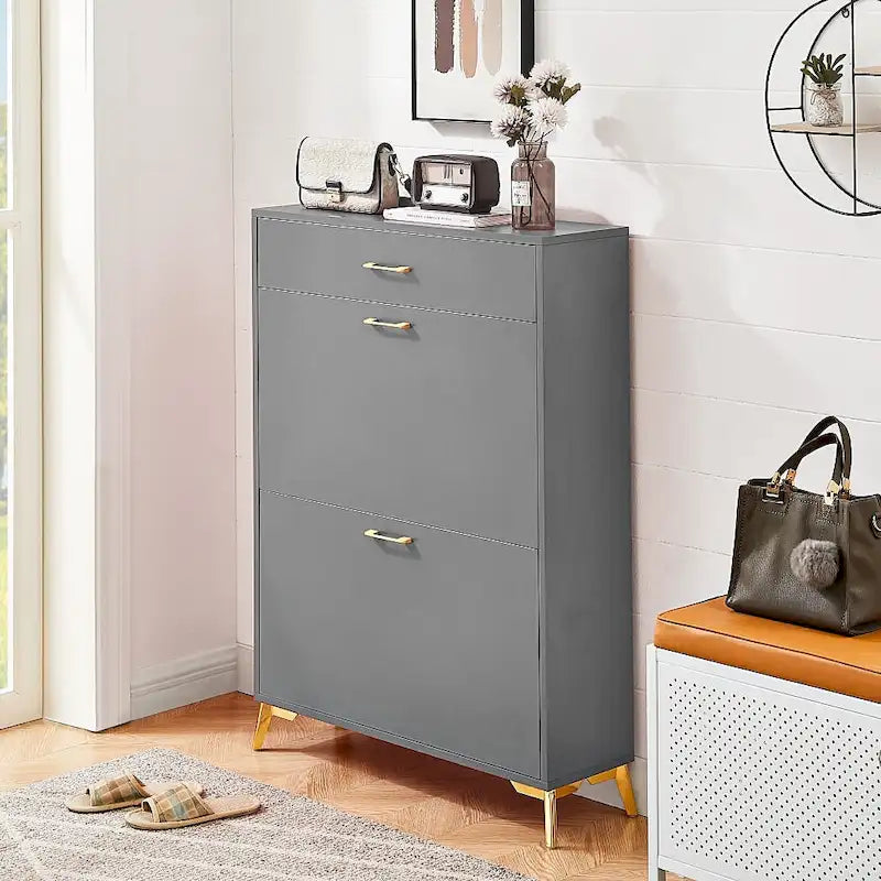 Meuble à chaussures moderne en bois avec tiroirs à abattant