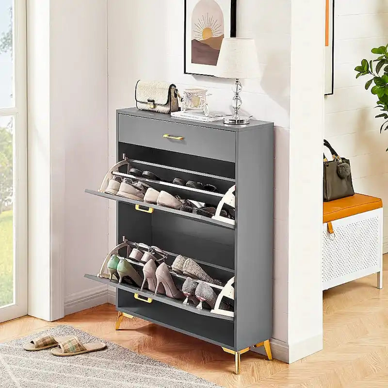 Meuble à chaussures moderne en bois avec tiroirs à abattant
