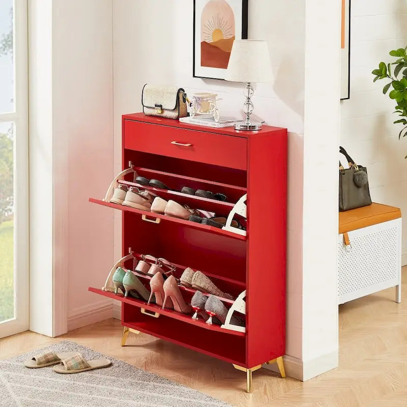 Meuble à chaussures moderne en bois avec tiroirs à abattant