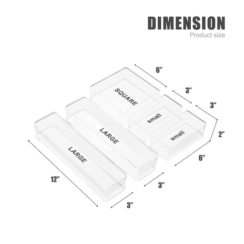 Clear Drawer Organizer Set for Office Storage