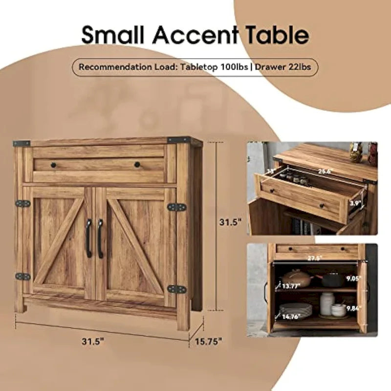 Farmhouse Cabinet with Drawers and Doors 31.5 inch - 15.75D x 31.5W x 31.5H