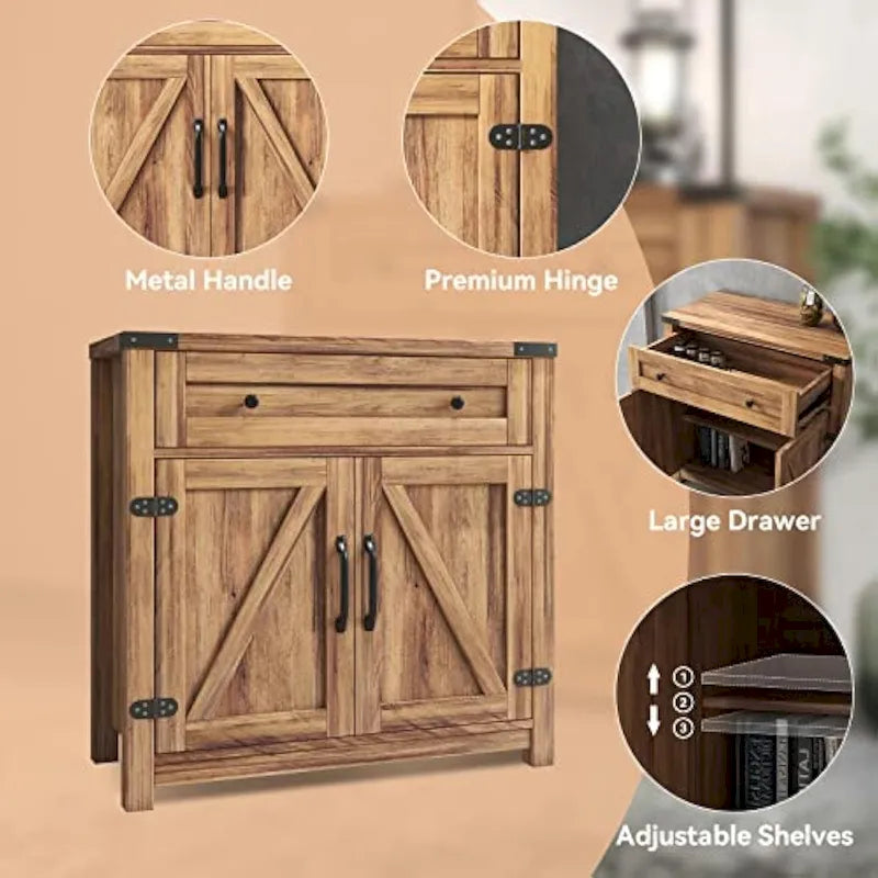 Farmhouse Cabinet with Drawers and Doors 31.5 inch - 15.75D x 31.5W x 31.5H