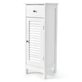 Meuble de rangement de salle de bain sur pied en bois avec porte persienne