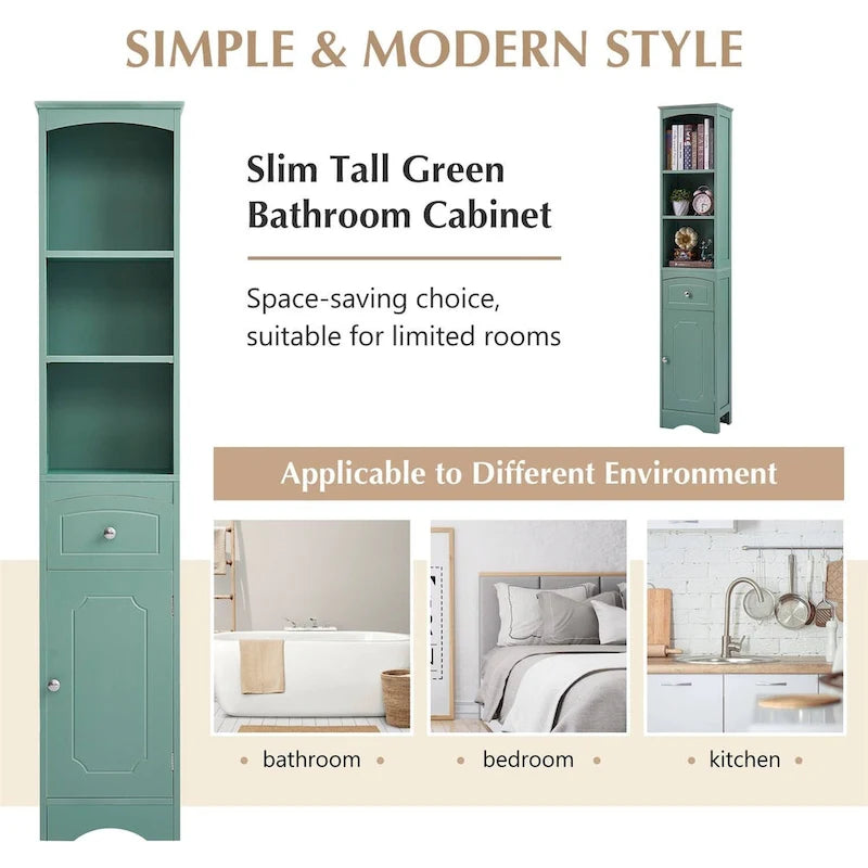 Merax Tall Bathroom Cabinet with Storage Cabinet, Drawer, Shelves
