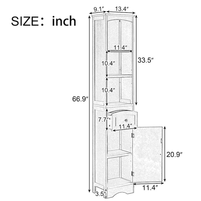 Merax Tall Bathroom Cabinet with Storage Cabinet, Drawer, Shelves