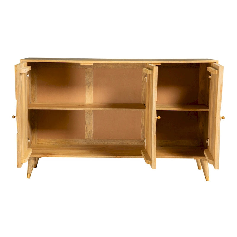 Austin Natural Checkered Pattern 3-door Accent Cabinet