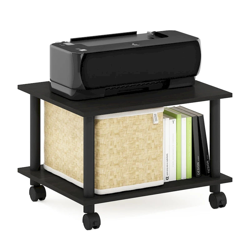 Furinno Econ Home Office Under Desk CPU and Printer Stand with Wheels