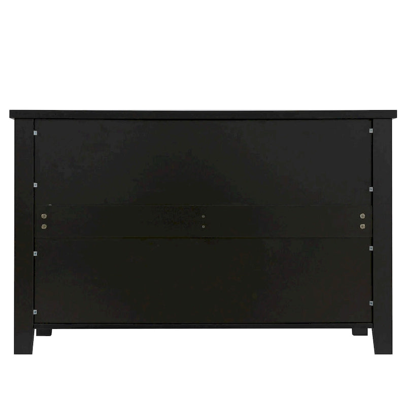 Modern Black Storage Solid Wood Retro Shell Handle Side Cabinet