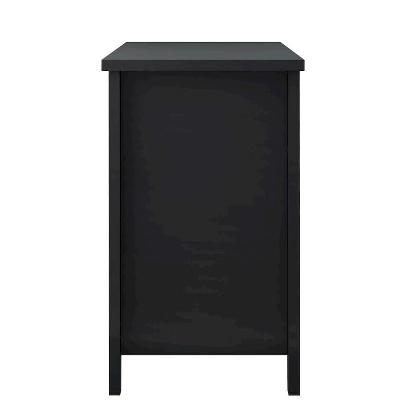 Modern Black Storage Solid Wood Retro Shell Handle Side Cabinet