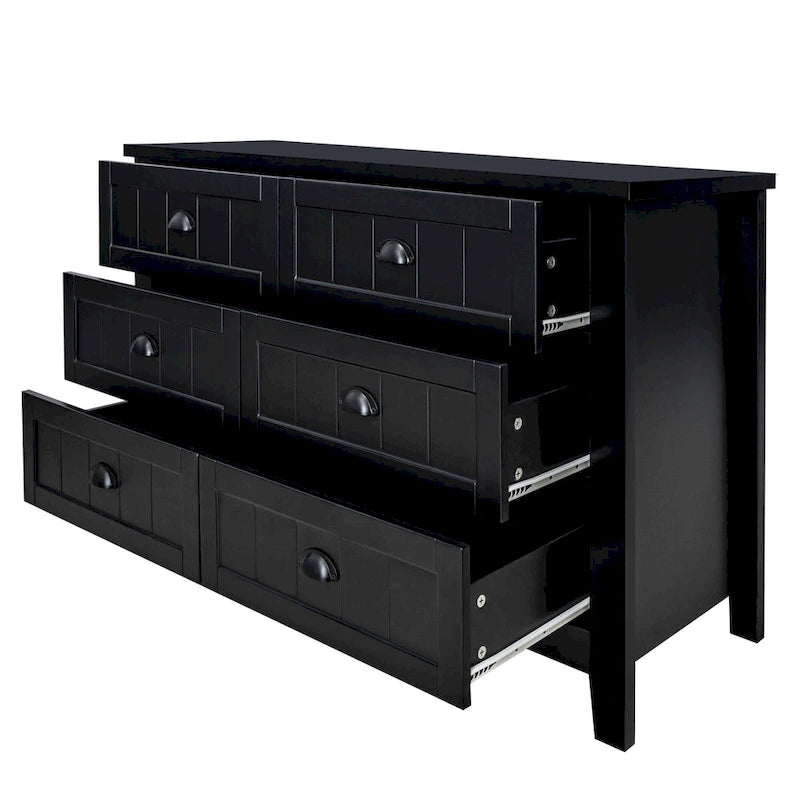 Modern Black Storage Solid Wood Retro Shell Handle Side Cabinet