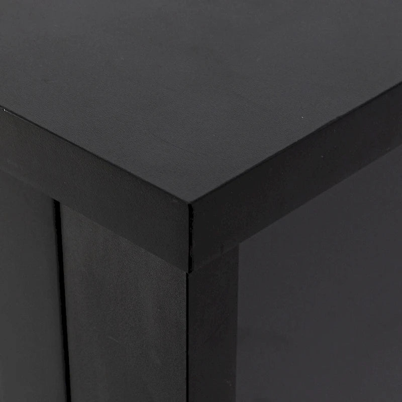 Modern Black Storage Solid Wood Retro Shell Handle Side Cabinet