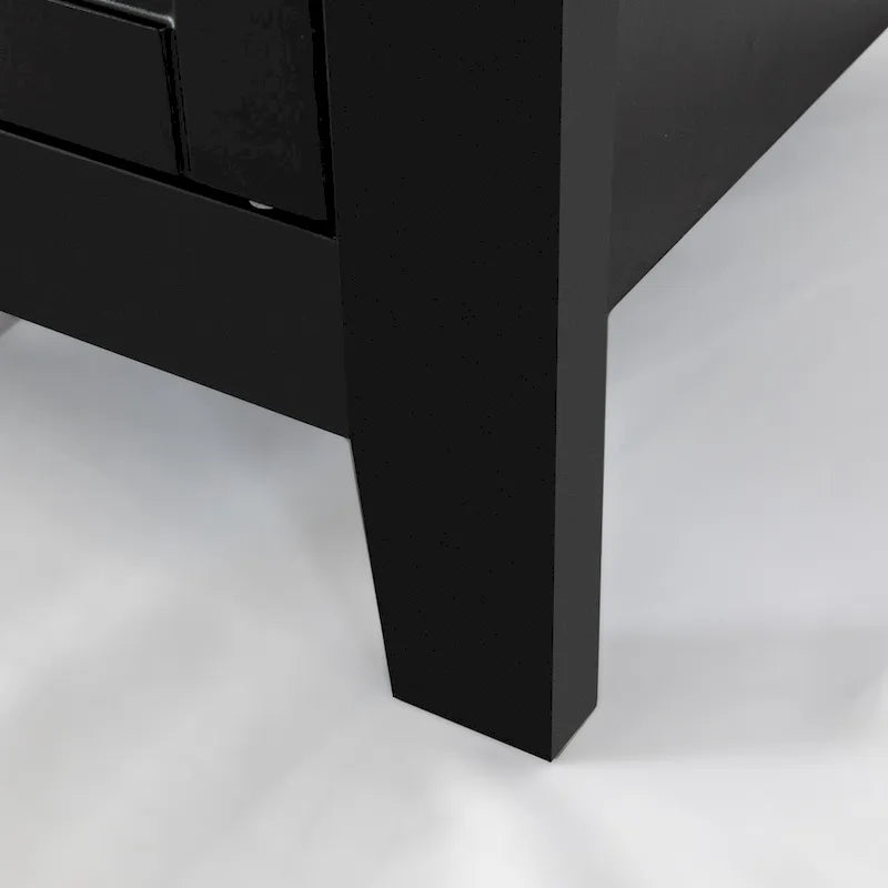 Modern Black Storage Solid Wood Retro Shell Handle Side Cabinet