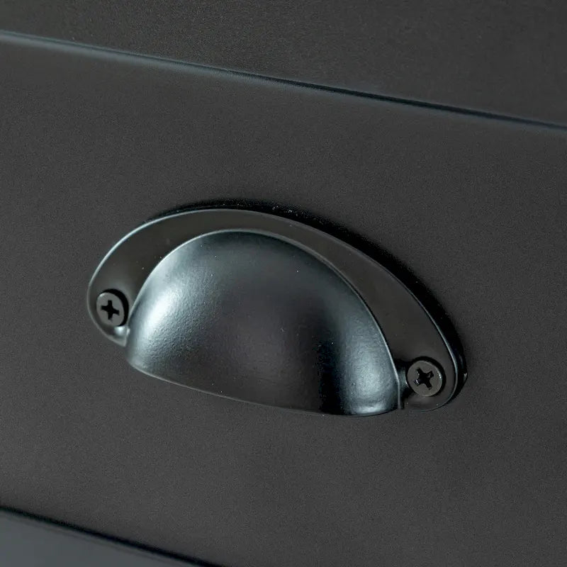 Modern Black Storage Solid Wood Retro Shell Handle Side Cabinet