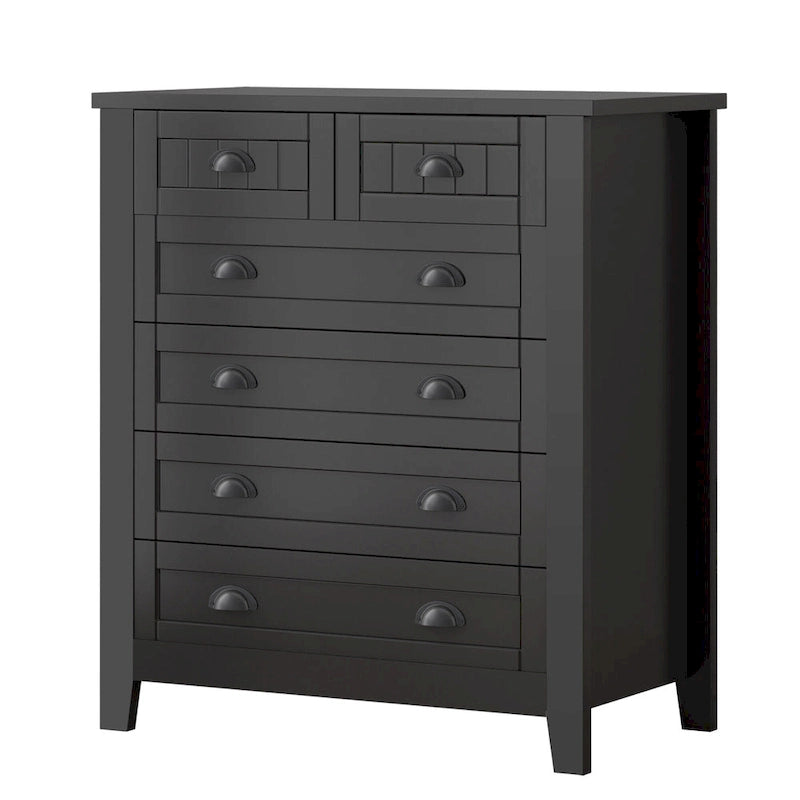 Modern Black Storage Solid Wood Retro Shell Handle Side Cabinet