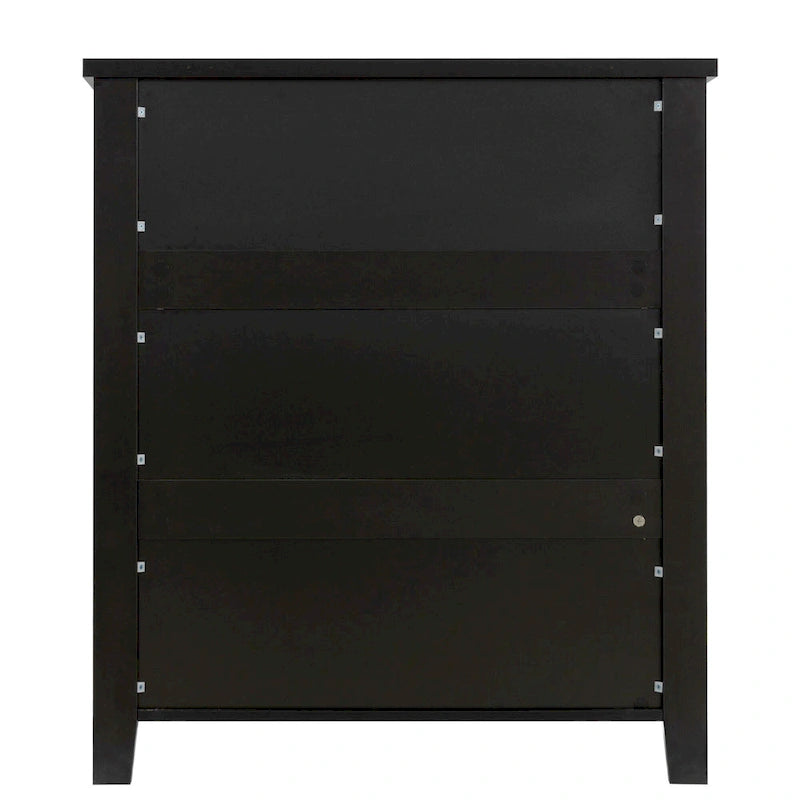 Modern Black Storage Solid Wood Retro Shell Handle Side Cabinet