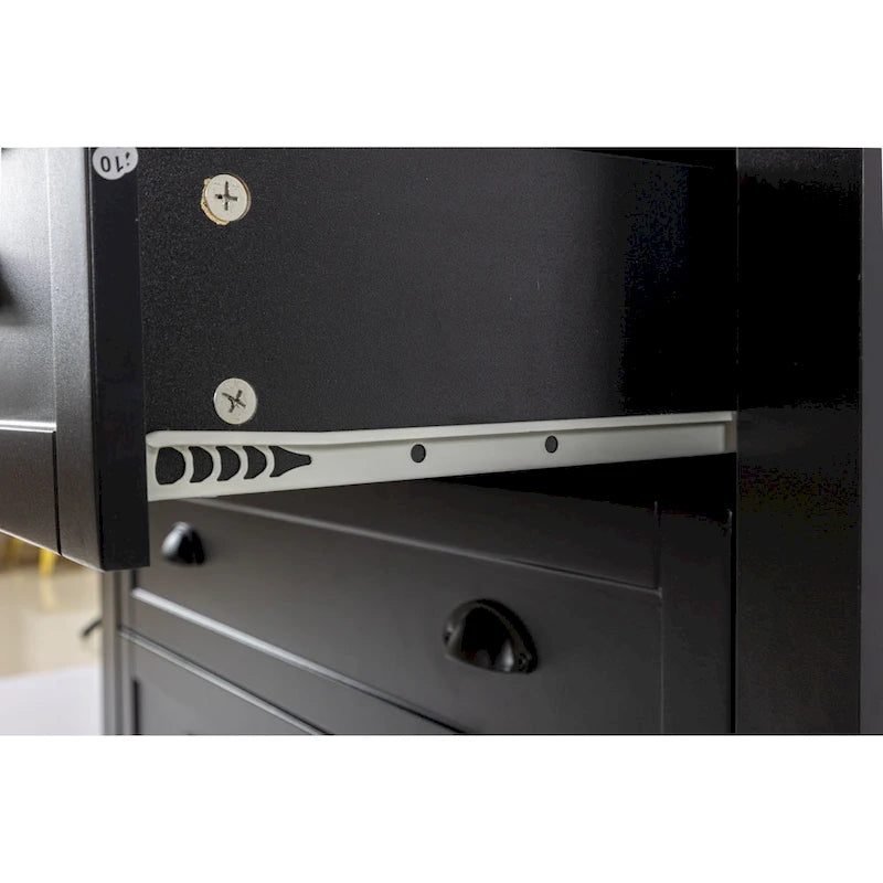 Modern Black Storage Solid Wood Retro Shell Handle Side Cabinet
