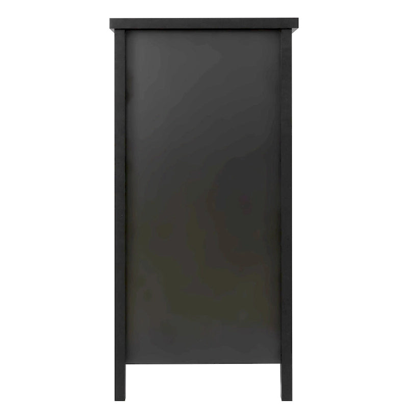 Modern Black Storage Solid Wood Retro Shell Handle Side Cabinet