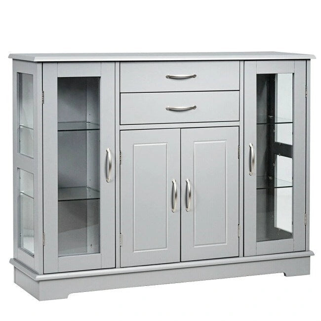 Buffet bas en bois avec portes vitrées – 107 cm (L) x 29 cm (l) x 81 cm (H)