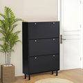 Minimalist Shoe Storage Cabinet with Wood Grain Finished Top Panel