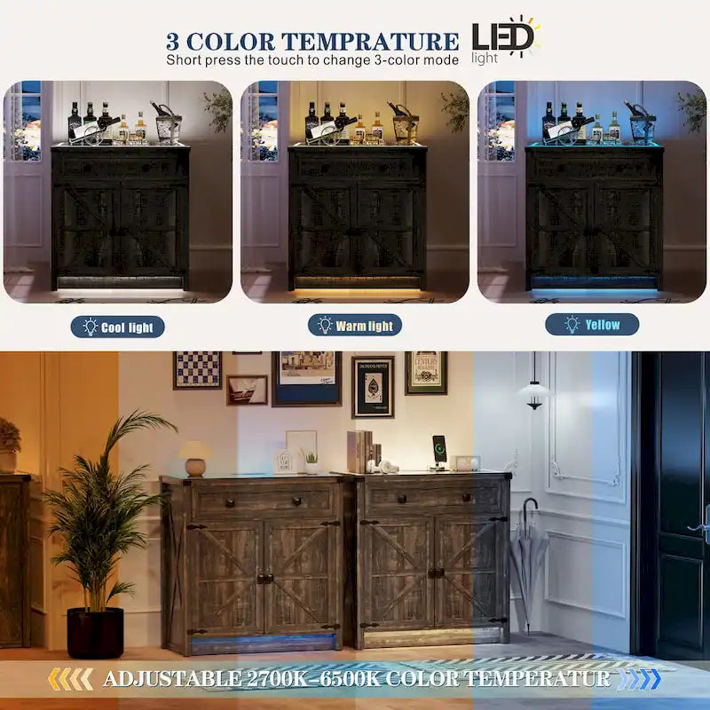 31.5 Wide Sideboard With Led Light - N/A