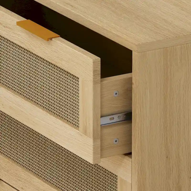 3-Drawers Rattan Storage Cabinet Rattan Drawer - N/A